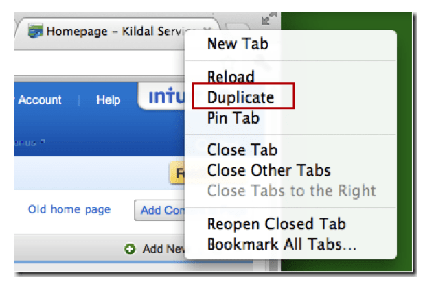 duplicate tab shortcut